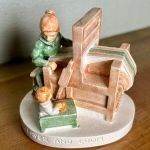 Sebastian Miniatures Weaver and Loom Figurine 1951 PW Baston Multi Color Vintage